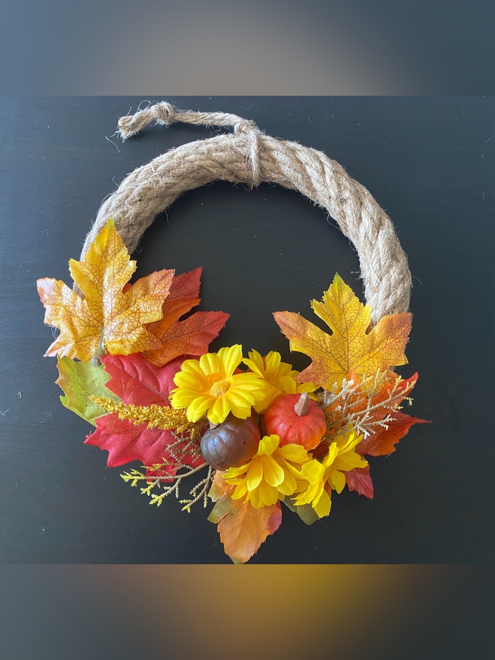 Handmade 8” Fall Rope Wreath by KrissetteMartinDesigns